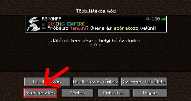 Szerver szerkesztése